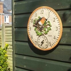 Outside In 12" Robin Wall Clock & Thermometer -Garden Care Store 5050642006347 3