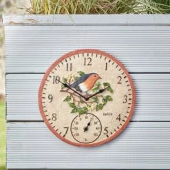 Outside In 12" Robin Wall Clock & Thermometer -Garden Care Store 5050642006347 4