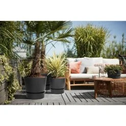 Elho 30cm Living Black Greenville Round Planter -Garden Care Store 8711904332358 4