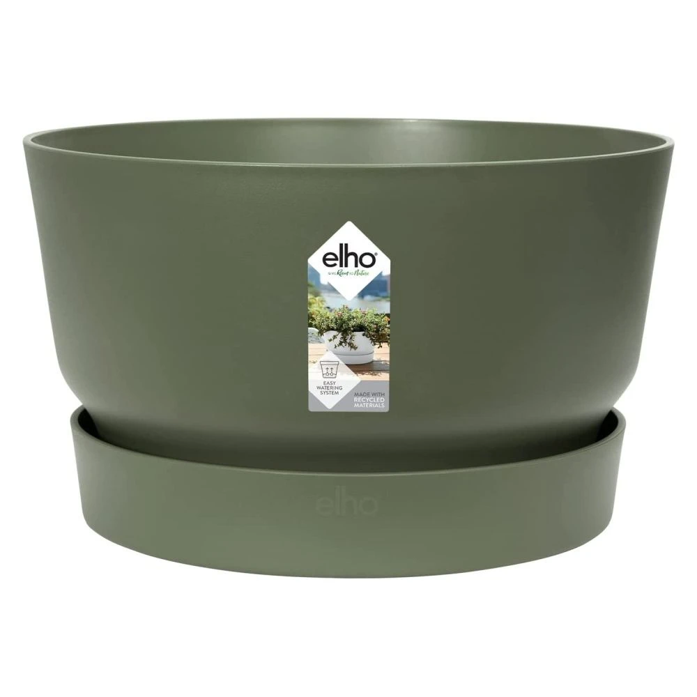 Elho 33cm Leaf Green Greenville Bowl Planter 1 Elho 33cm Leaf Green Greenville Bowl Planter